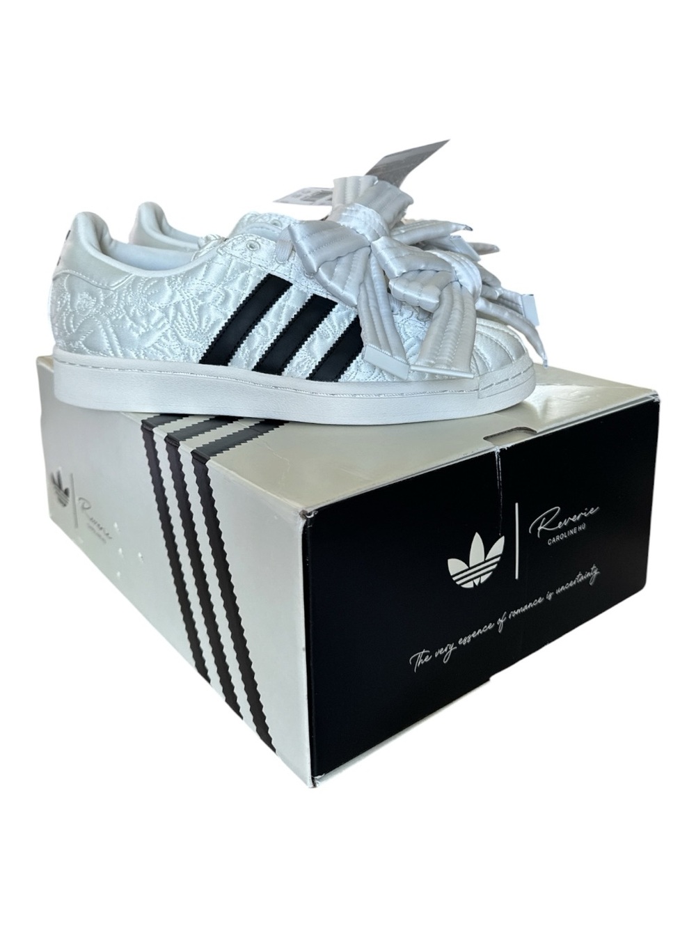 Adidas x Caroline Hu Superstar JR7977 White Bow Sneakers NWT Collab UK 6.5~US8.5 - Picture 10 of 15